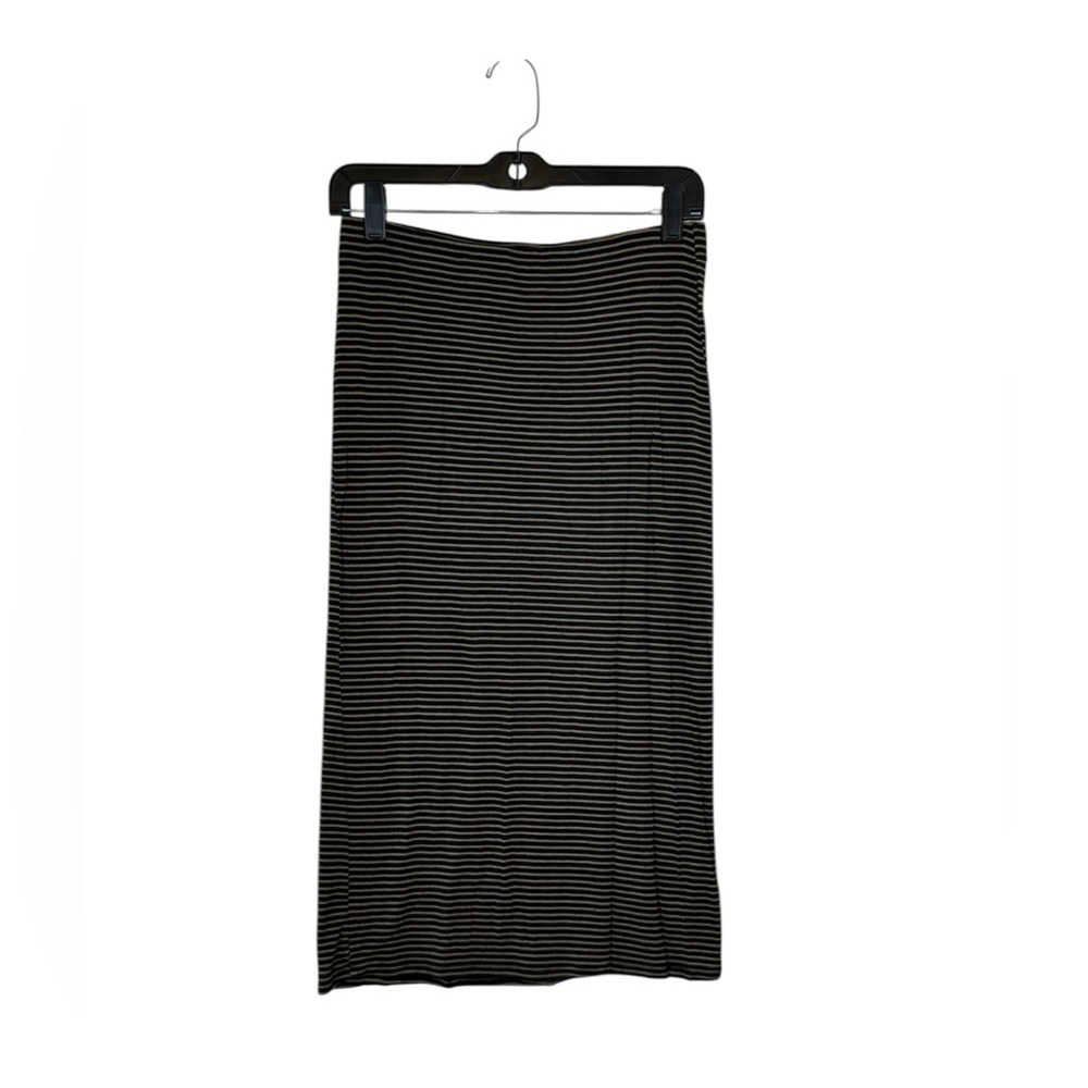 Forever 21 Black And Gray Striped Stretch Pencil Midi Skirt Small
